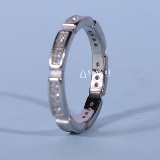 Round Moissanite Diamond Channel Pave Wedding Band