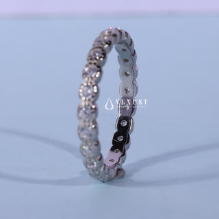 Round Cut Moissanite Diamond Full Eternity Wedding Bands For Women