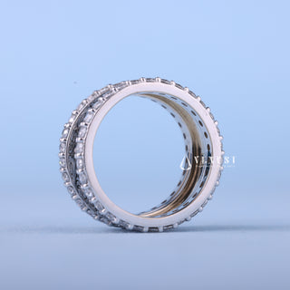 Round Cut Moissanite Diamond Custom Art Deco Wedding Band