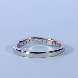 Round Moissanite Diamond Curved Wedding Band