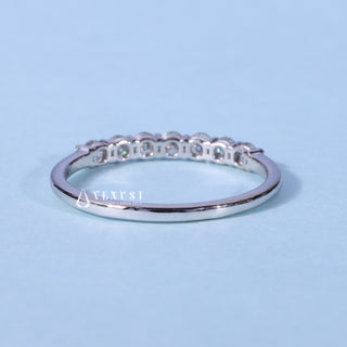 Round Moissanite Diamond Half Eternity Bar Pave Wedding Band