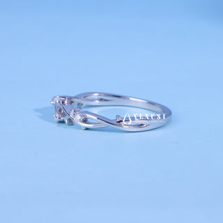 Round Moissanite Diamond Twig Style Wedding Bands For Women