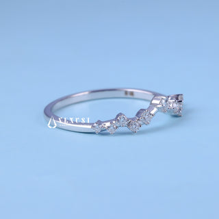 Round Moissanite Diamond Cluster Curved Wedding Bands For Women