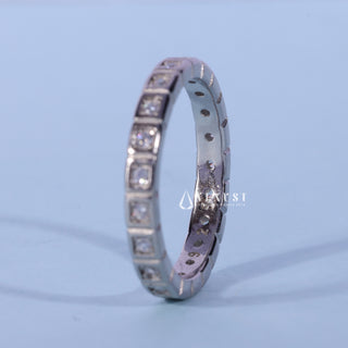 Bezel Set Round Moissanite Diamond Wedding Band