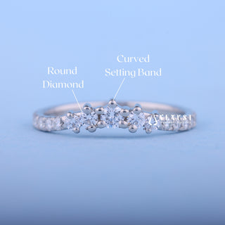 Round Moissanite Diamond Curved Wedding Band