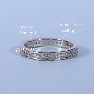 Round Moissanite Diamond Channel Pave Wedding Band
