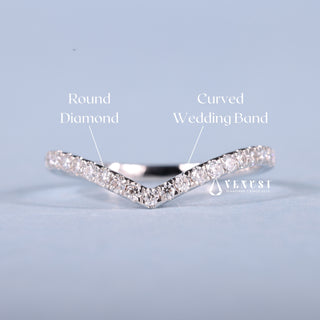 Round Moissanite Diamond Curved Wedding Bands