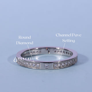 Round Moissanite Diamond Channel Pave Wedding Band