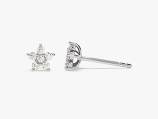 Round Cut Moissanite Diamond Stud Flower Earrings For Women