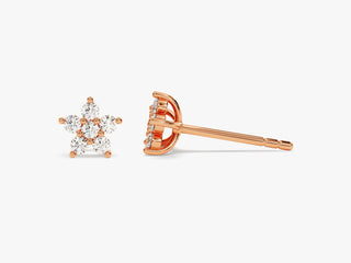 Round Cut Moissanite Diamond Stud Flower Earrings For Women