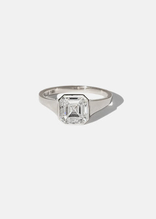 2.50ct Asscher Diamond Bezel Solitaire Engagement Ring With Matching Wedding Band