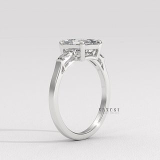affordable asscher diamond three stone ring