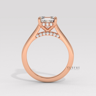 minimalist asscher hidden halo cathedral ring
elegant asscher cathedral engagement ring