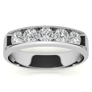 Round Brilliant Cut Five Stone Moissanite Men's Wedding Band