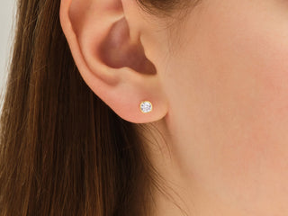 Round Cut Bezel Diamond Moissanite Stud Earrings For Women
