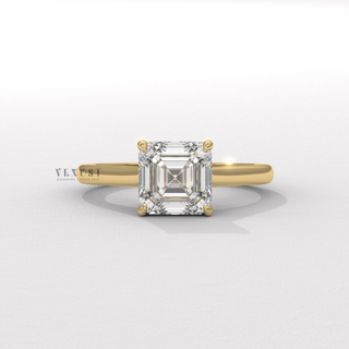 asscher cathedral hidden halo ring