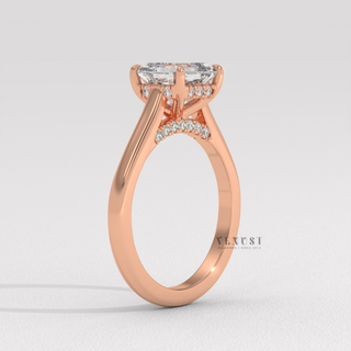 asscher cathedral setting engagement ring