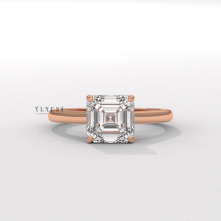 asscher cut hidden halo ring