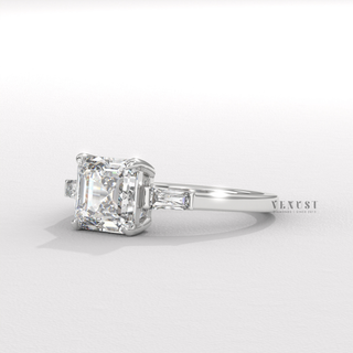 asscher diamond ring with side diamonds