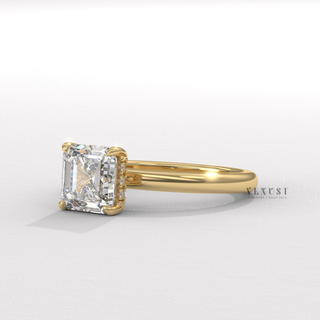 asscher diamond solitaire ring white gold