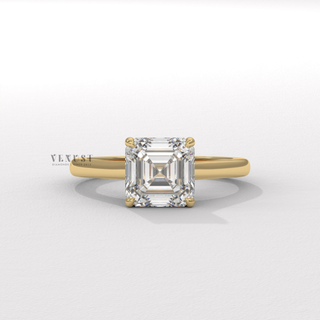 asscher hidden halo engagement ring