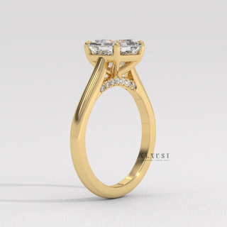 asscher moissanite hidden halo ring