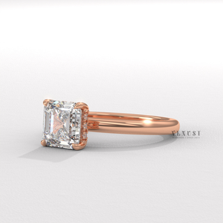 asscher moissanite solitaire engagement ring