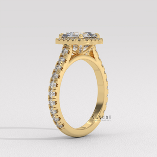 asscher cut engagement ring, asscher diamond ring, asscher moissanite ring, asscher halo ring, asscher pave engagement ring