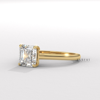 asscher solitaire hidden halo ring