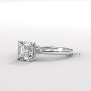 asscher solitaire ring with hidden halo