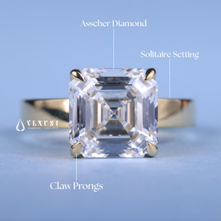 2.0CT Asscher Moissanite Diamond Solitaire Timeless Engagement Rings