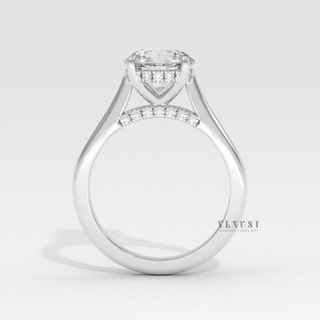 1.5 ct round moissanite hidden halo cathedral ring