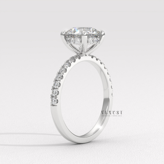 round engagement rind, round brilliant cut engagement ring , pave engagement ring  