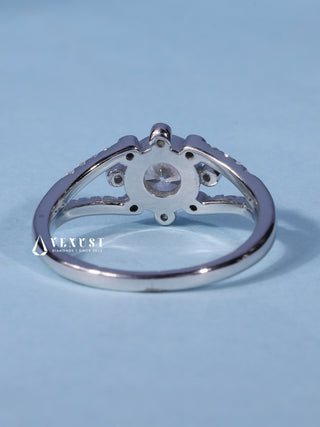 0.70CT Bezel Set Round Cut Moissanite Diamond Split Shank Engagement Ring