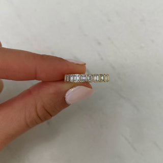 Emerald Cut Bezel Diamond Moissanite Eternity Wedding Band