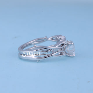 1.0CT Round Moissanite Diamond Twig Style Engagement Ring With Wedding Band
