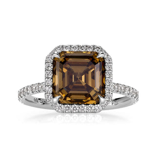 brown asscher moissanite ring,moissanite engagement ring