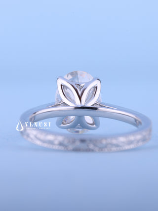 2.0CT Oval Moissanite Diamond Cathedral Vintage Style Engagement Rings