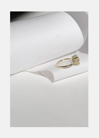 3.0ct Round Cut Hidden Diamond Unique Solitaire Engagement Ring With Matching Curved Band