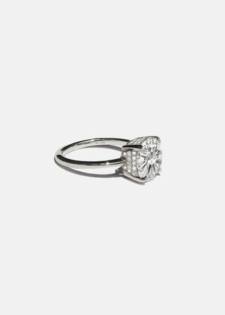 3.0ct Round Cut Hidden Diamond Unique Solitaire Engagement Ring With Matching Curved Band