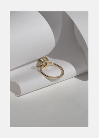 3.0ct Round Cut Hidden Diamond Unique Solitaire Engagement Ring With Matching Curved Band