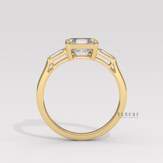 classic asscher three stone ring