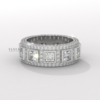 diamond cluster wedding band