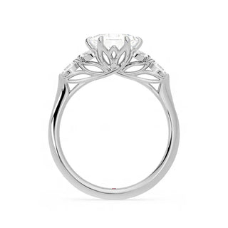 cluster diamond ring,1.0ct moissanite ring, hexagon moissanite ring, step cut moissanite