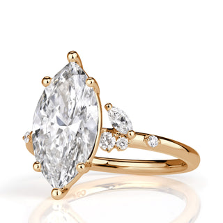 marquise moissanite ring, cluster engagement ring, 3.5ct moissanite ring