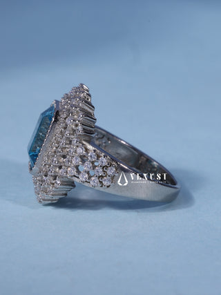 2.0CT Ice Crush Radiant Cut American Diamond Halo Cluster Engagement Ring