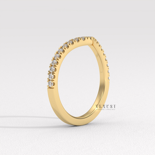 curved diamond wedding band for women