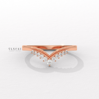 curved round cut diamond wedding band