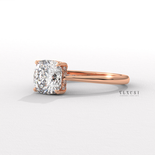 cushion cut cathedral engagement ring