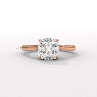 cushion cut hidden halo cathedral engagement ring